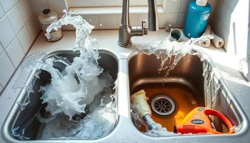 double sink backing up on both sides